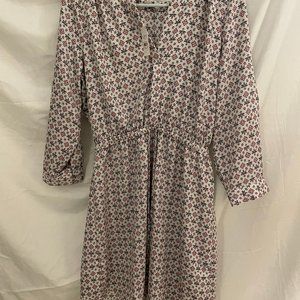 Loft Women's Dress White Floral Shirtdress Size Small
